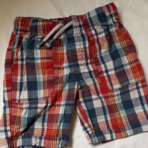 Cat & Jack Red Navy & White Plaid Drawstring Shorts